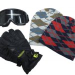 Ski gloves, Knit cap, Goggles set
