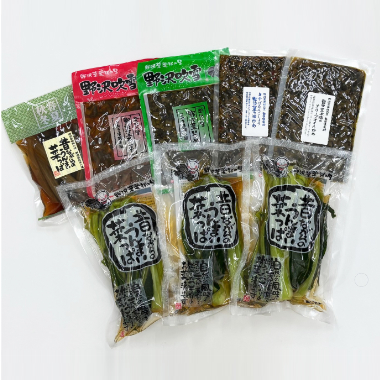 Nozawana pickles x 3 / Nozawana Kimchi x 1 / Nozawana pickled in soy sauce 150g x 1 / Chilli pickled nozawana stir-fry x 3/NozawanaSeeds